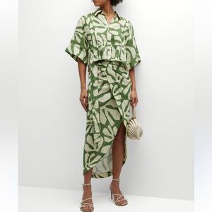 Pinkfilosofy Iria Tulip Midi Skirt and Iku Cropped Button Front Blouse set small